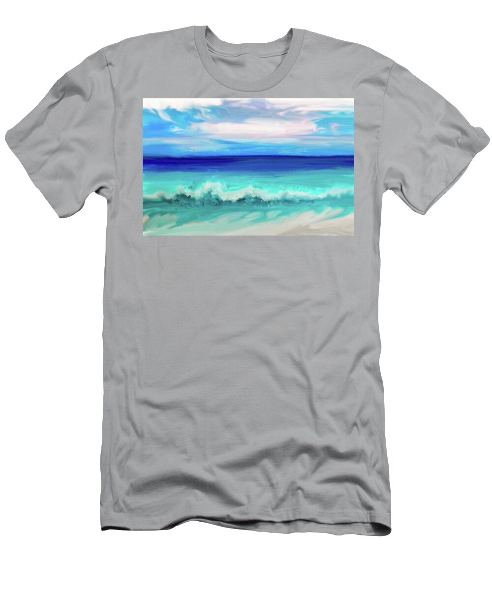 Beach T-Shirt featuring the mixed media To the beach by Faa shie