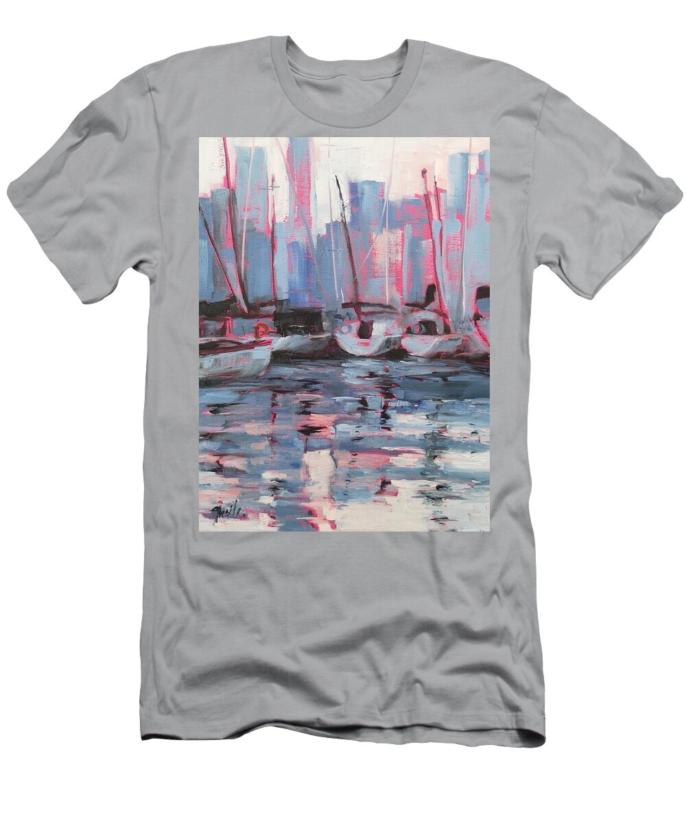Toronto Harbour T-Shirt featuring the painting Toronto Harbour by Sheila Romard