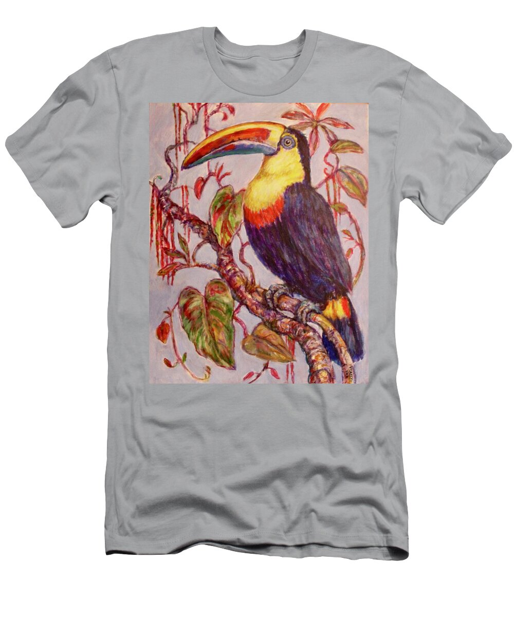 Tropical Bird. Parrot T-Shirt featuring the painting Toucan by Veronica Cassell vaz