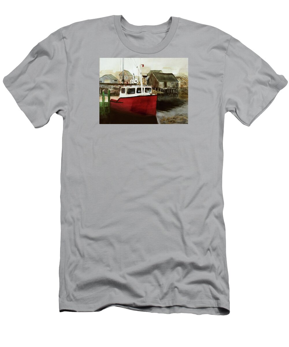 Sher Nasser Artist T-Shirt featuring the painting Tranquility Watercolor Painting by Sher Nasser Artist