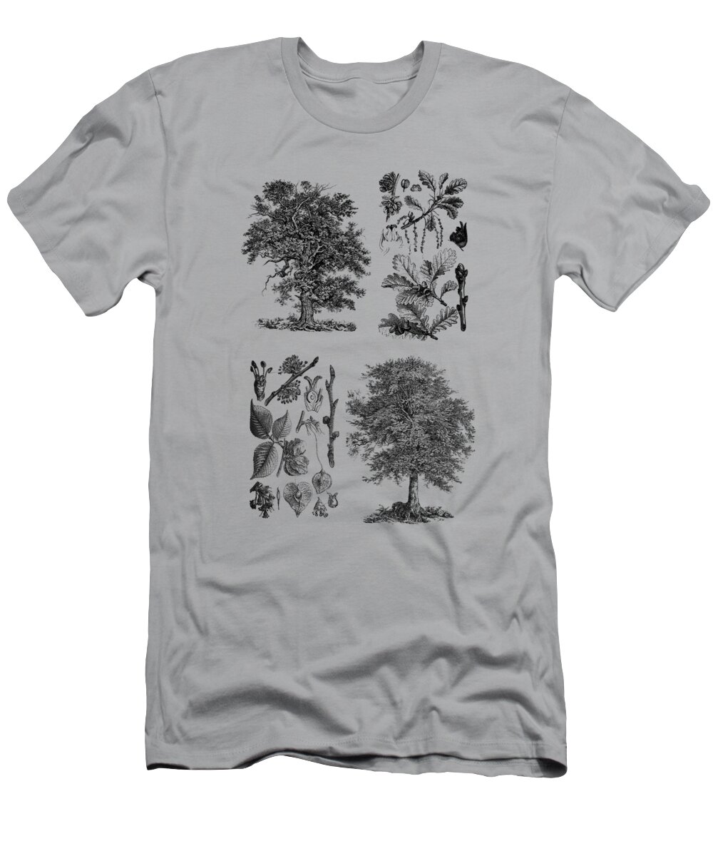 Tree T-Shirt featuring the digital art Trees, Leaves And Seeds by Madame Memento