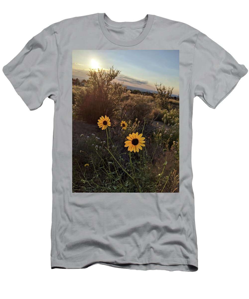 Flower T-Shirt featuring the photograph Tres Mirasol by Claudia Goodell
