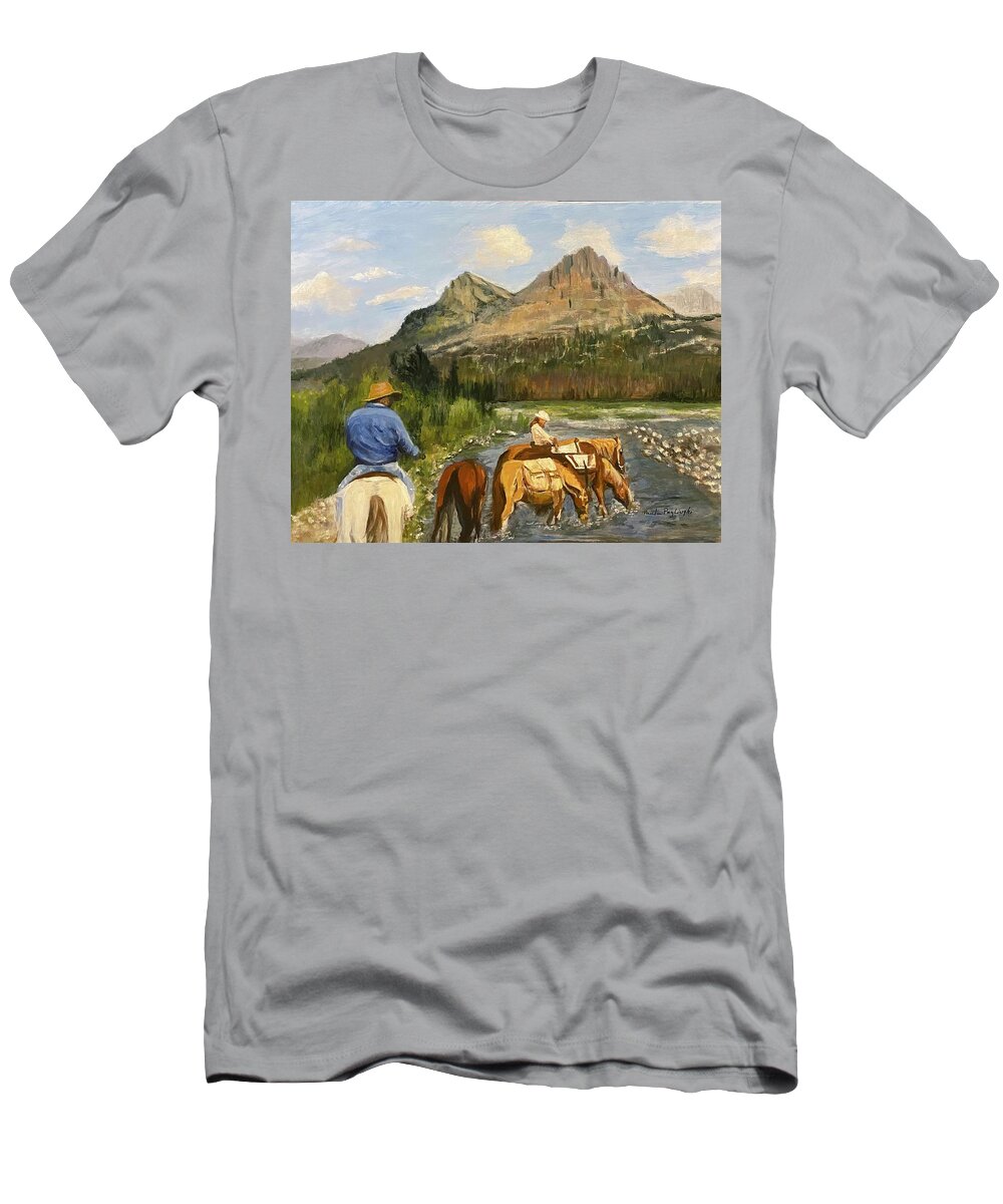 Painting T-Shirt featuring the painting Trip to Wyoming by Paula Pagliughi