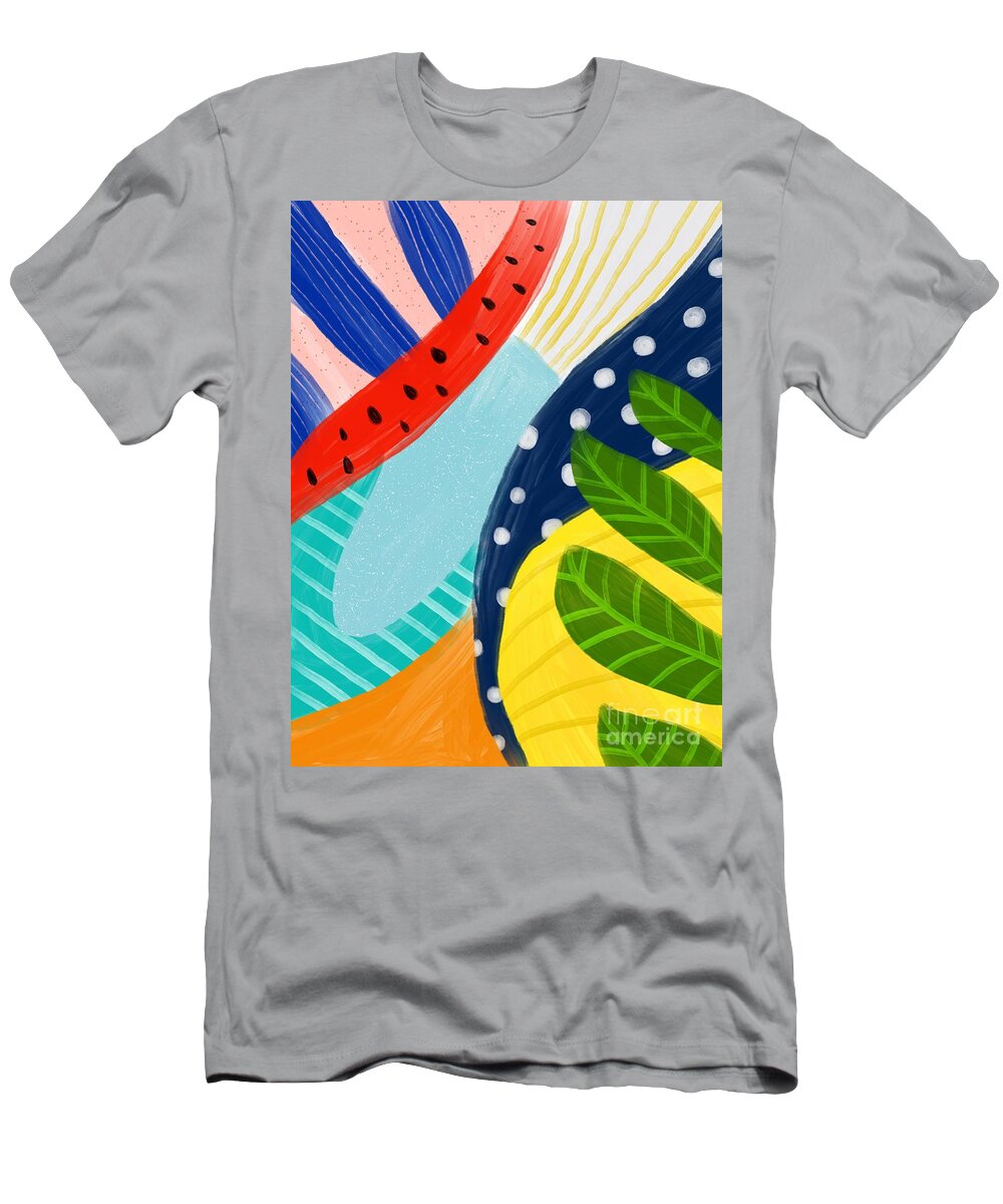 Abstract T-Shirt featuring the digital art Tropical Fever - Modern Colorful Abstract Digital Art by Sambel Pedes