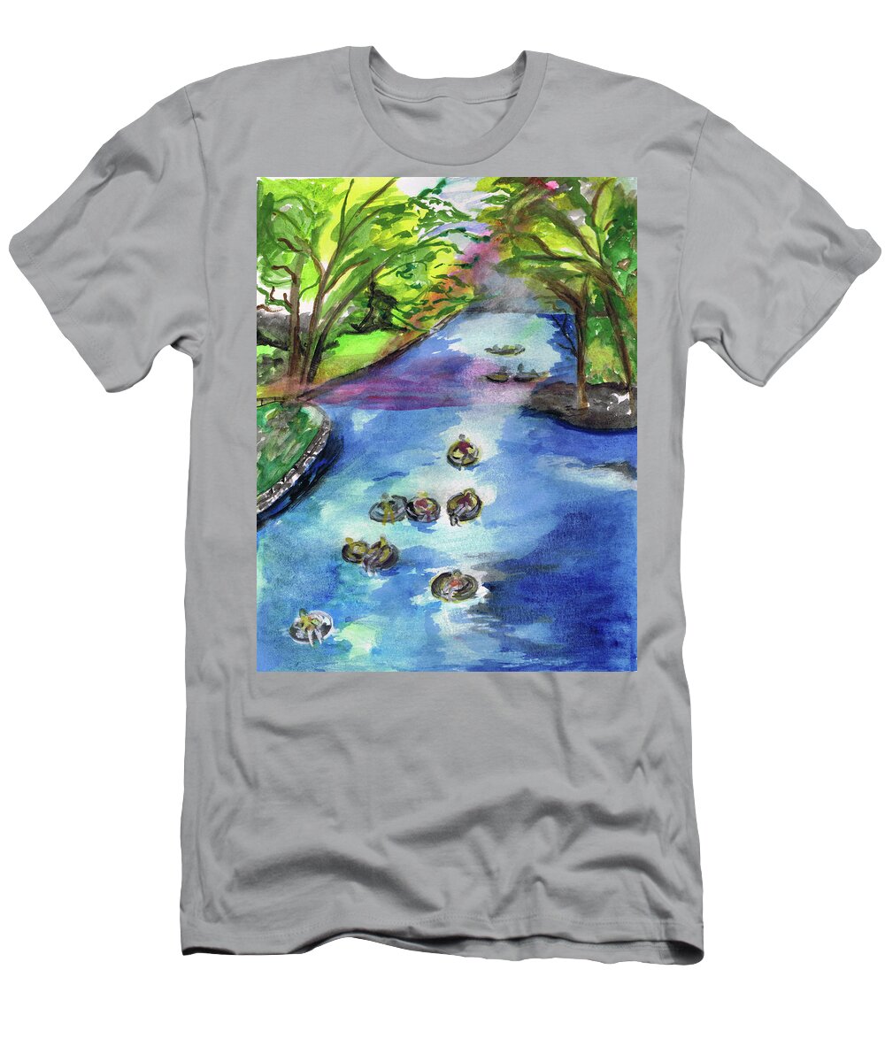 Water T-Shirt featuring the painting Tubing the Guadalupe by Genevieve Holland