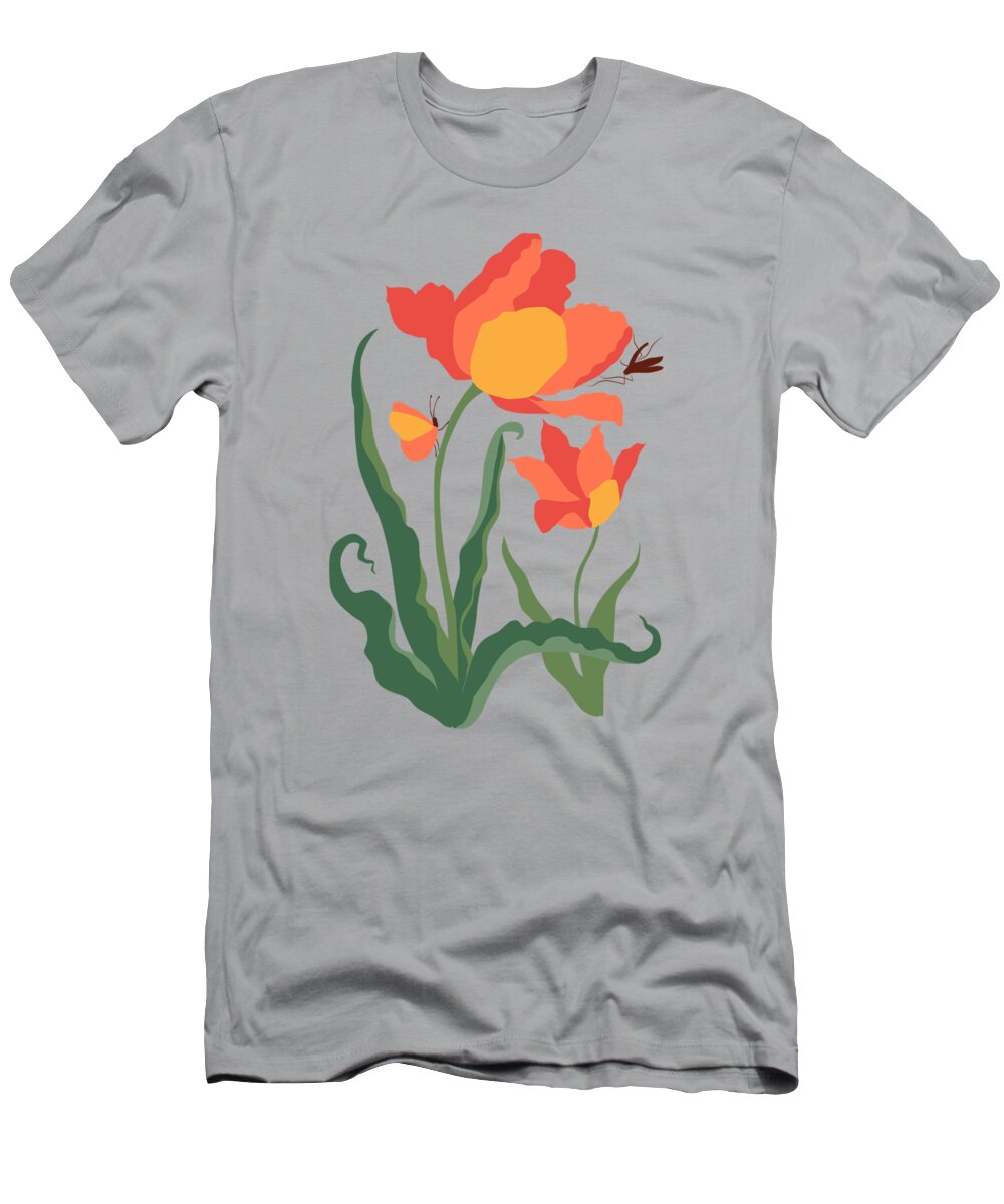 Tulips T-Shirt featuring the digital art Tulips by Murellos Design