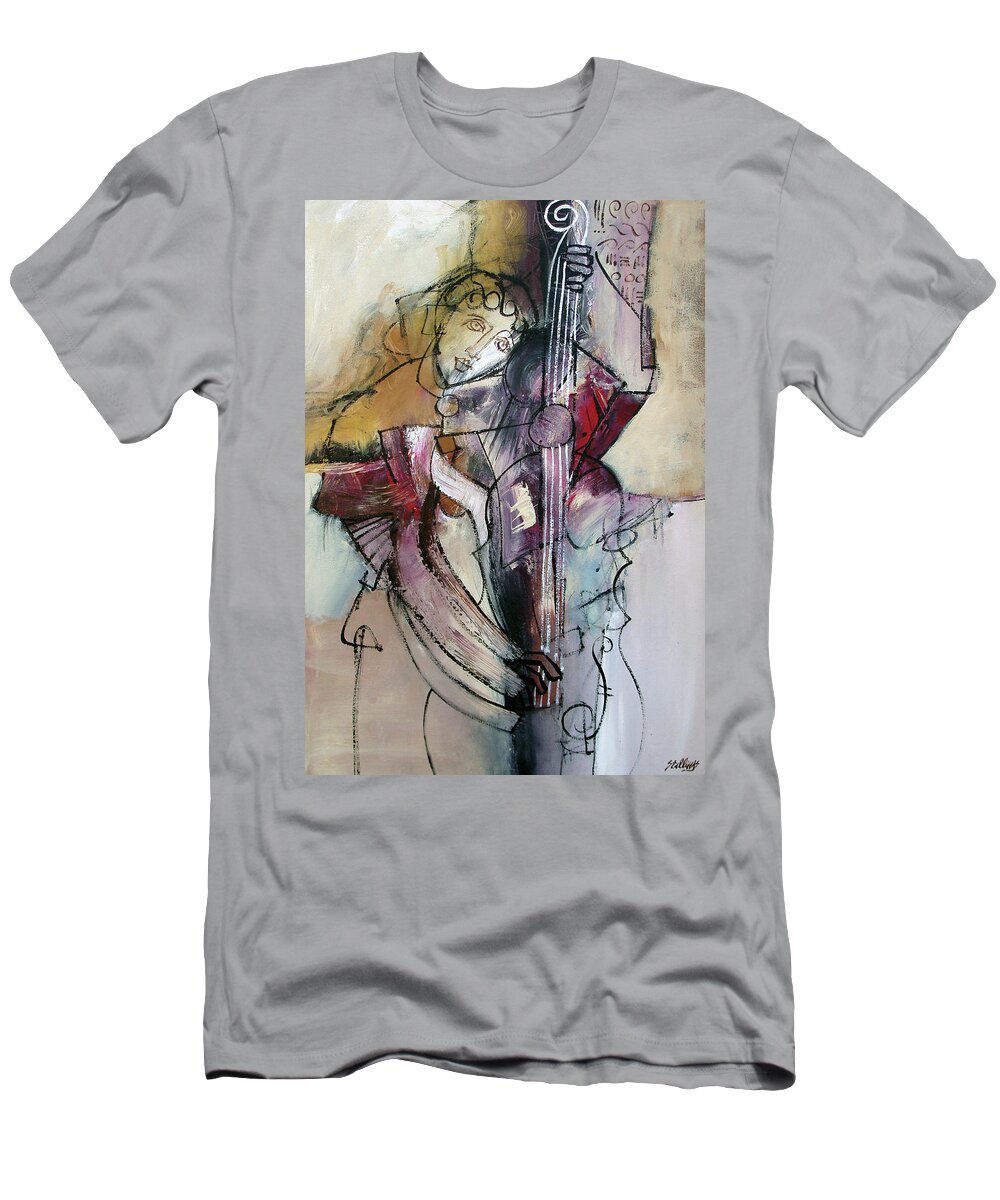 Figurative T-Shirt featuring the painting Tuning the Vibe by Jim Stallings