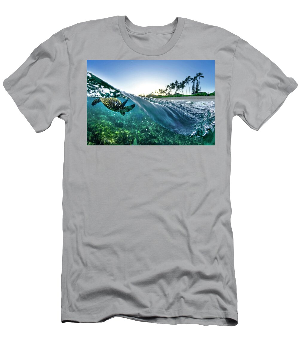 Sea T-Shirt featuring the photograph Turtle Split by Sean Davey
