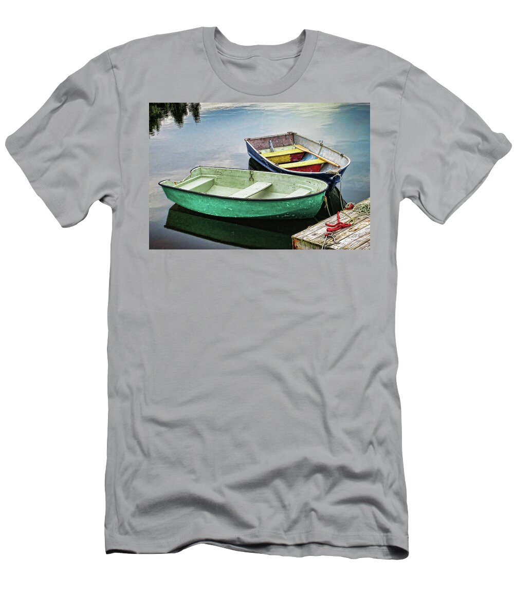 Two T-Shirt featuring the photograph Two rowboats in Nova Scotia by Tatiana Travelways