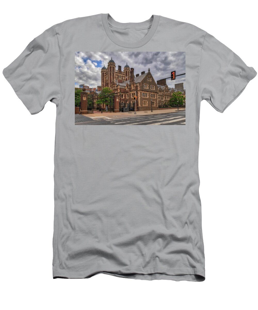 U-penn T-Shirt featuring the photograph University of Pennsylvania Quadrangle Towers by Susan Candelario