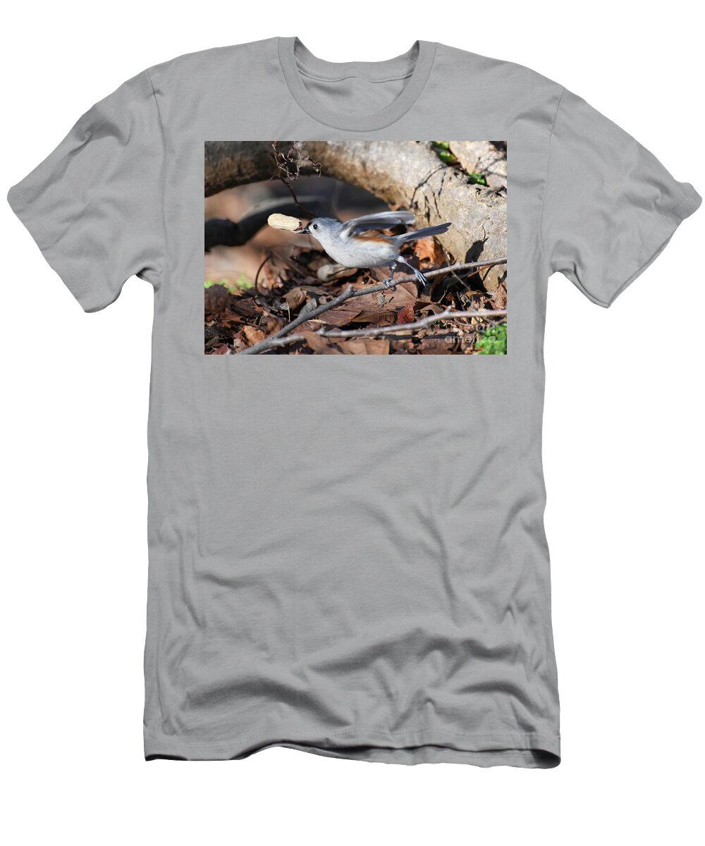 Tufted Titmouse T-Shirt featuring the photograph Up To The Challenge by Kerri Farley