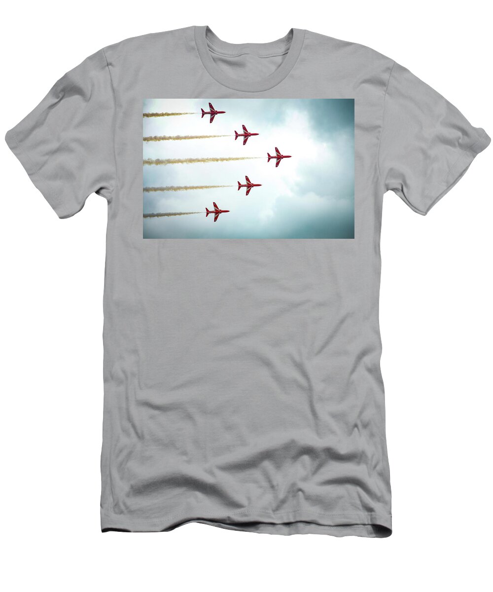 Royal Air Force T-Shirt featuring the photograph Red Arrows Five by Gordon James