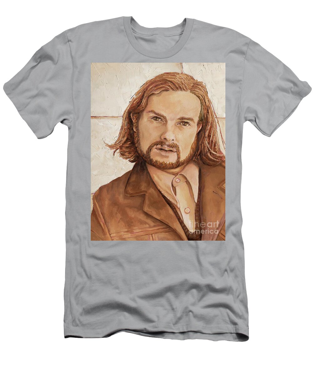 Singer T-Shirt featuring the painting Van Morrison, 2021 by PJ Kirk