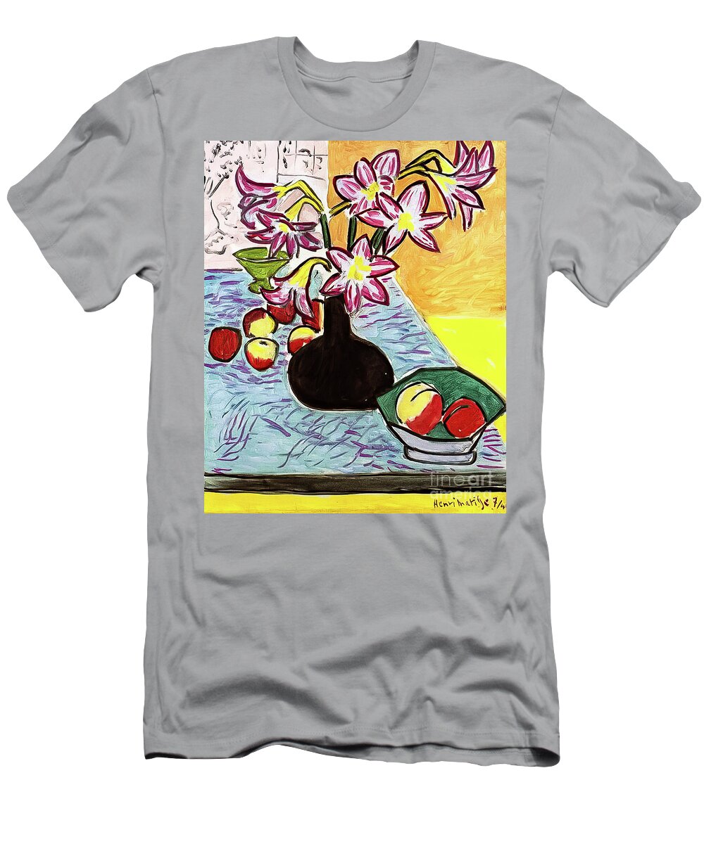 Vase T-Shirt featuring the painting Vase of Amaryllis by Henri Matisse 1941 by Henri Matisse