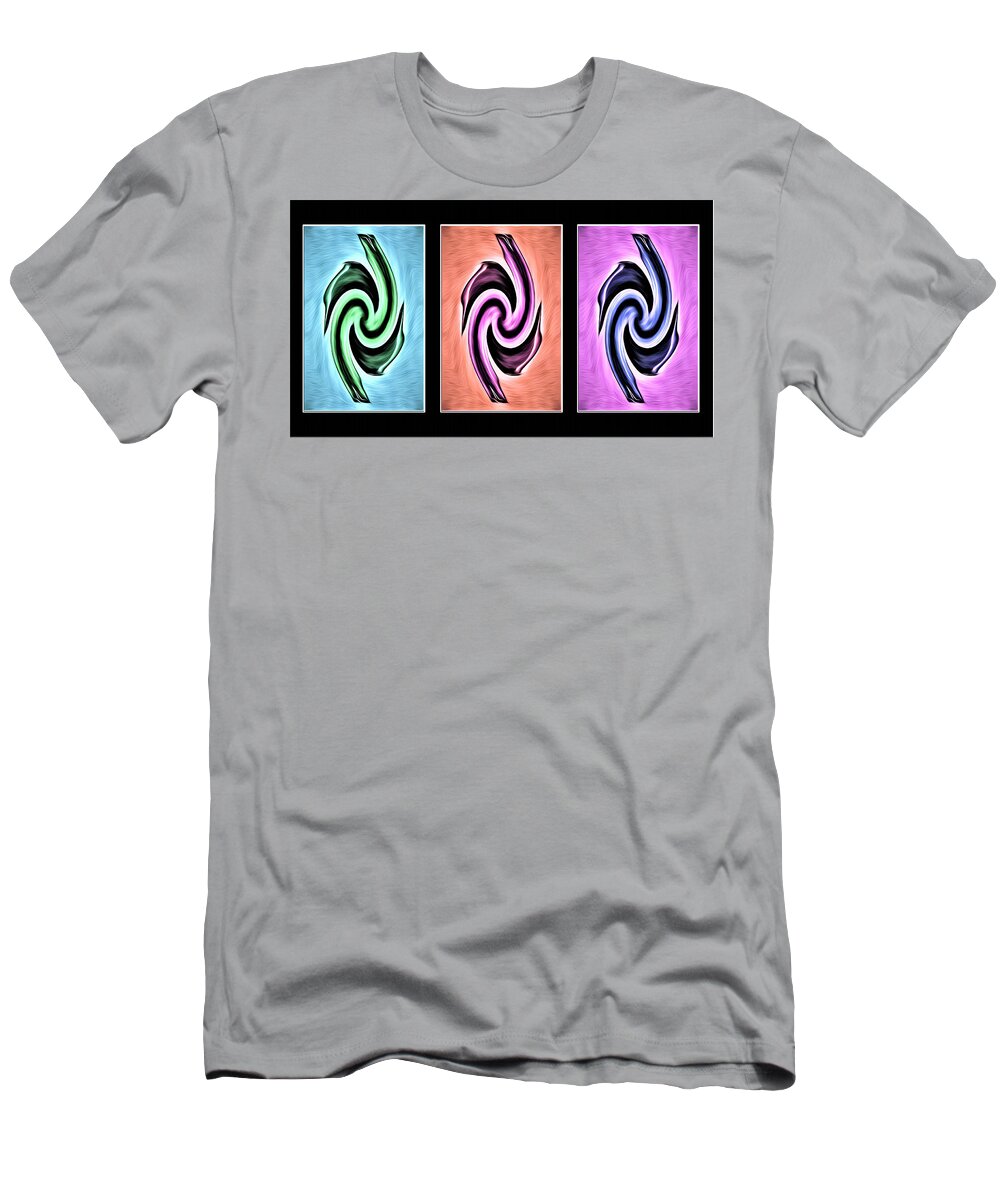 Living Room T-Shirt featuring the digital art Vases in Three - Abstract Black by Ronald Mills
