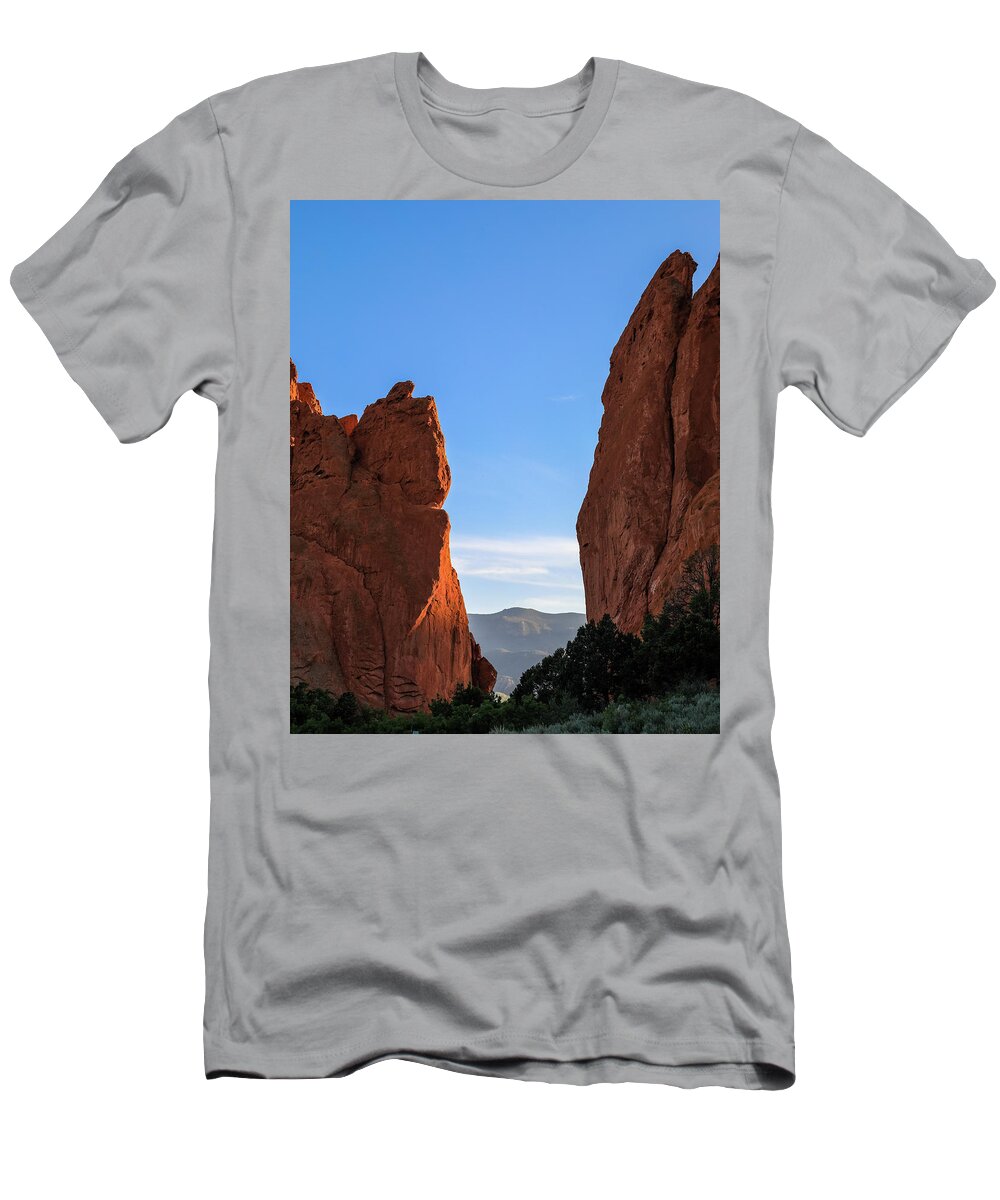 Vertical Garden Of The Gods Pikes Peak T-Shirt featuring the photograph Vertical Garden Of The Gods Pikes Peak by Dan Sproul