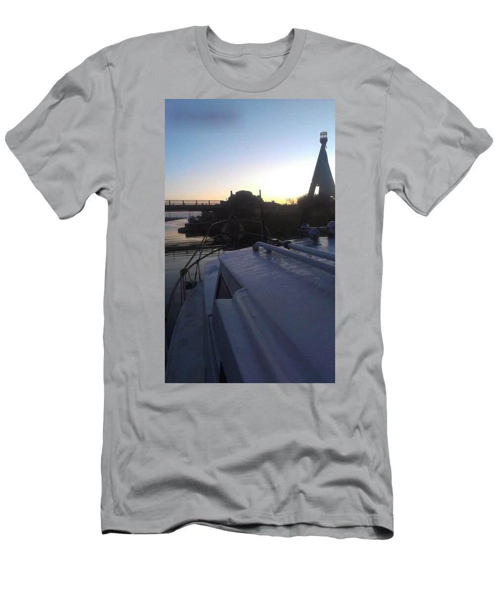 Rogerio Mariani T-Shirt featuring the photograph Vessel in the Midi Channel France by Rogerio Mariani
