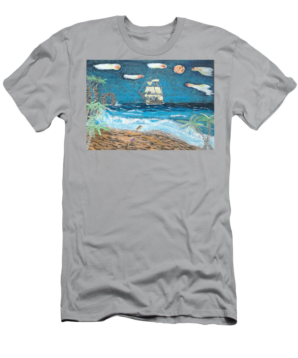 Hms Victory T-Shirt featuring the painting Victory in Paradise by David Westwood