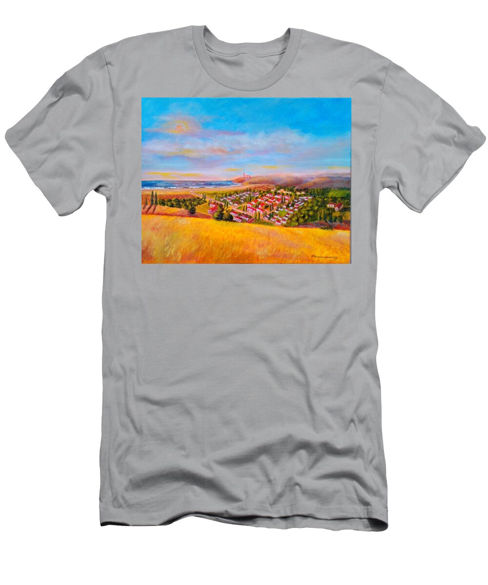 Originals T-Shirt featuring the painting View from hill by Konstantinos Charalampopoulos