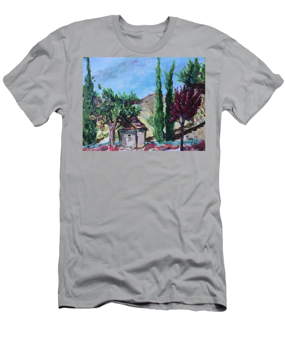 Maurice Carrie Winery T-Shirt featuring the painting View from Maurice Carrie Winery by Roxy Rich