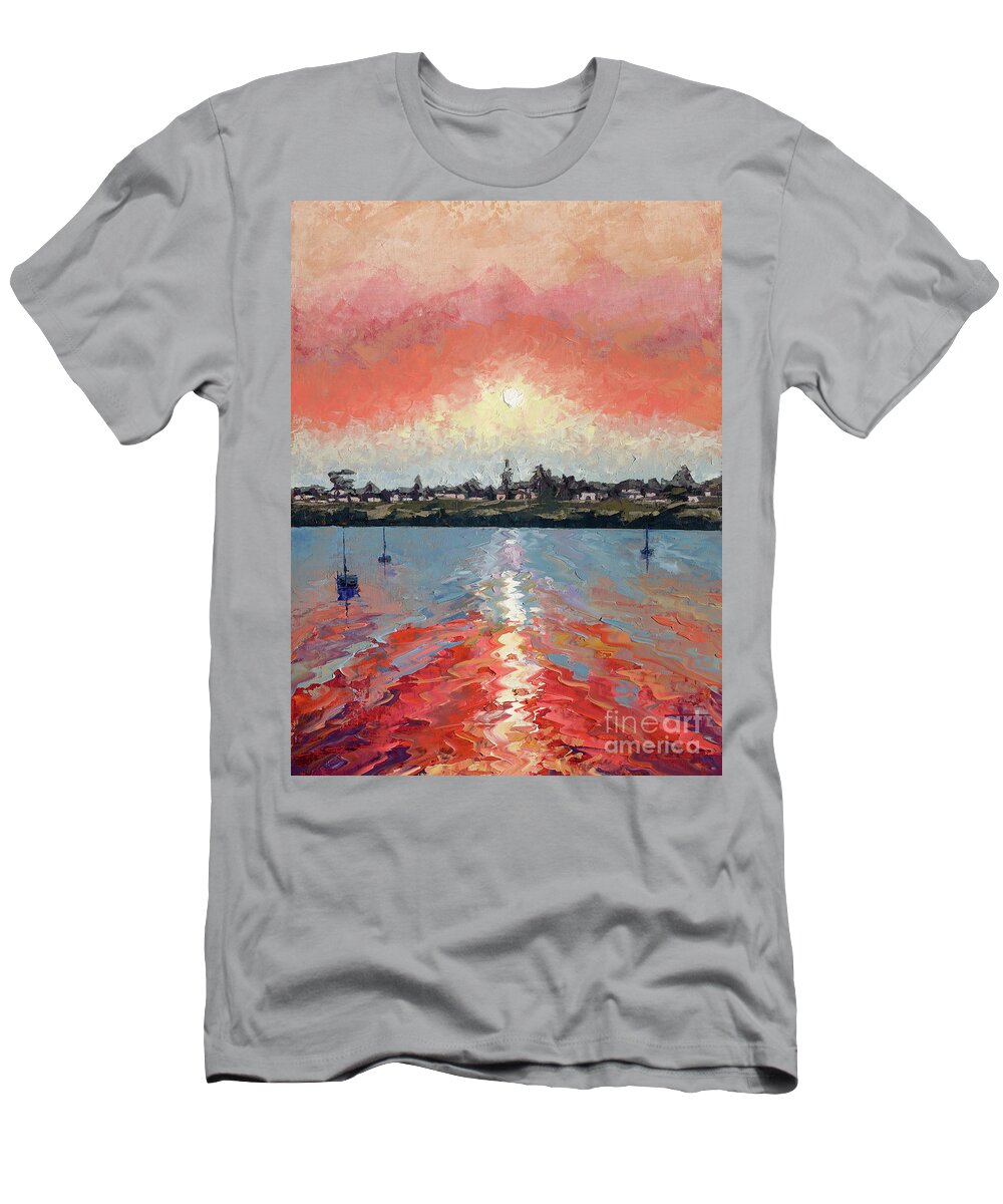 Seascape T-Shirt featuring the painting View from Stagnaro's, Santa Cruz Wharf by PJ Kirk