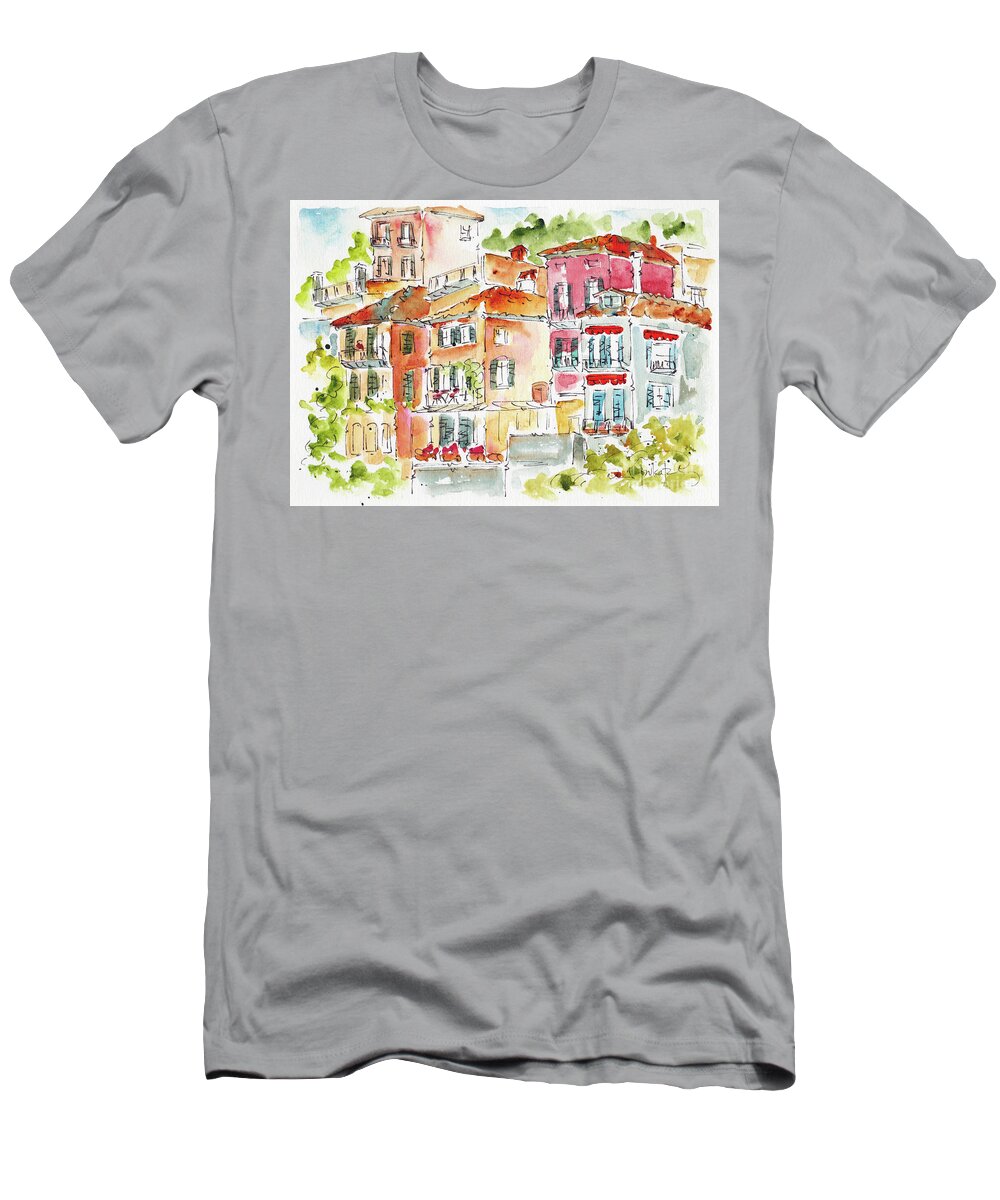 Impressionism T-Shirt featuring the painting Villas Of Varenna Lake Como by Pat Katz