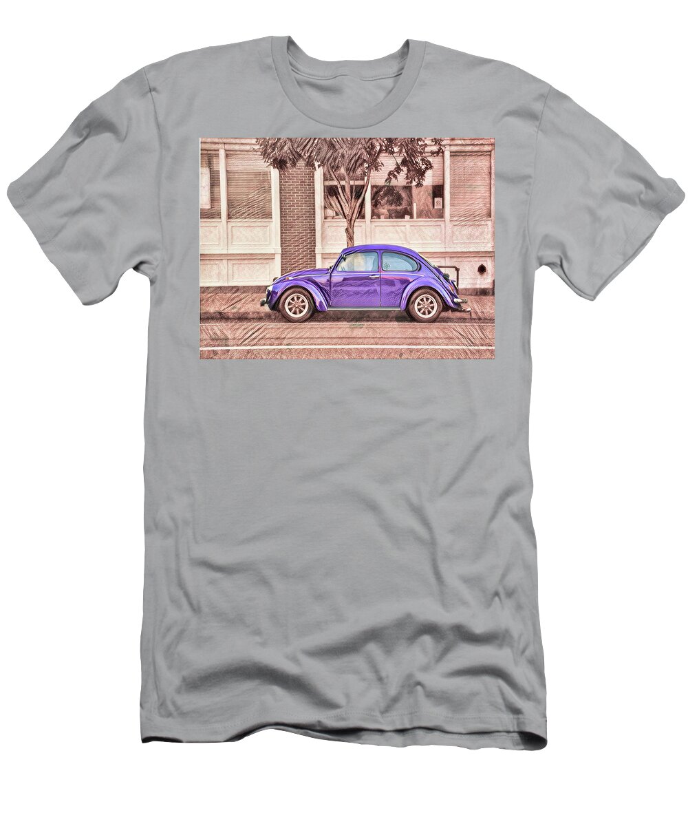 Selective Coloring T-Shirt featuring the photograph Vintage VW Series - Purple by Bellesouth Studio