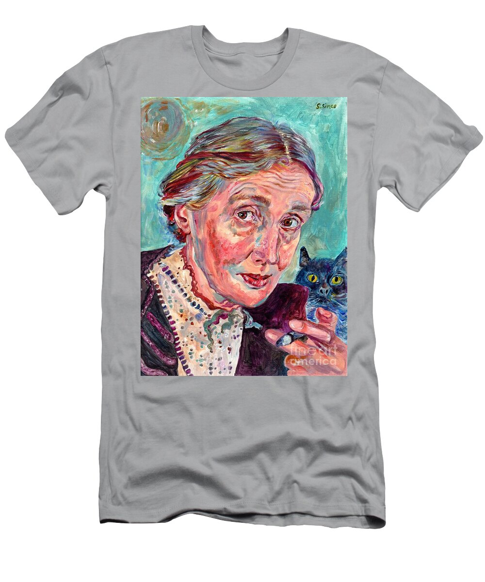 Virginia Woolf T-Shirt featuring the painting Virginia Woolf Portrait by Suzann Sines