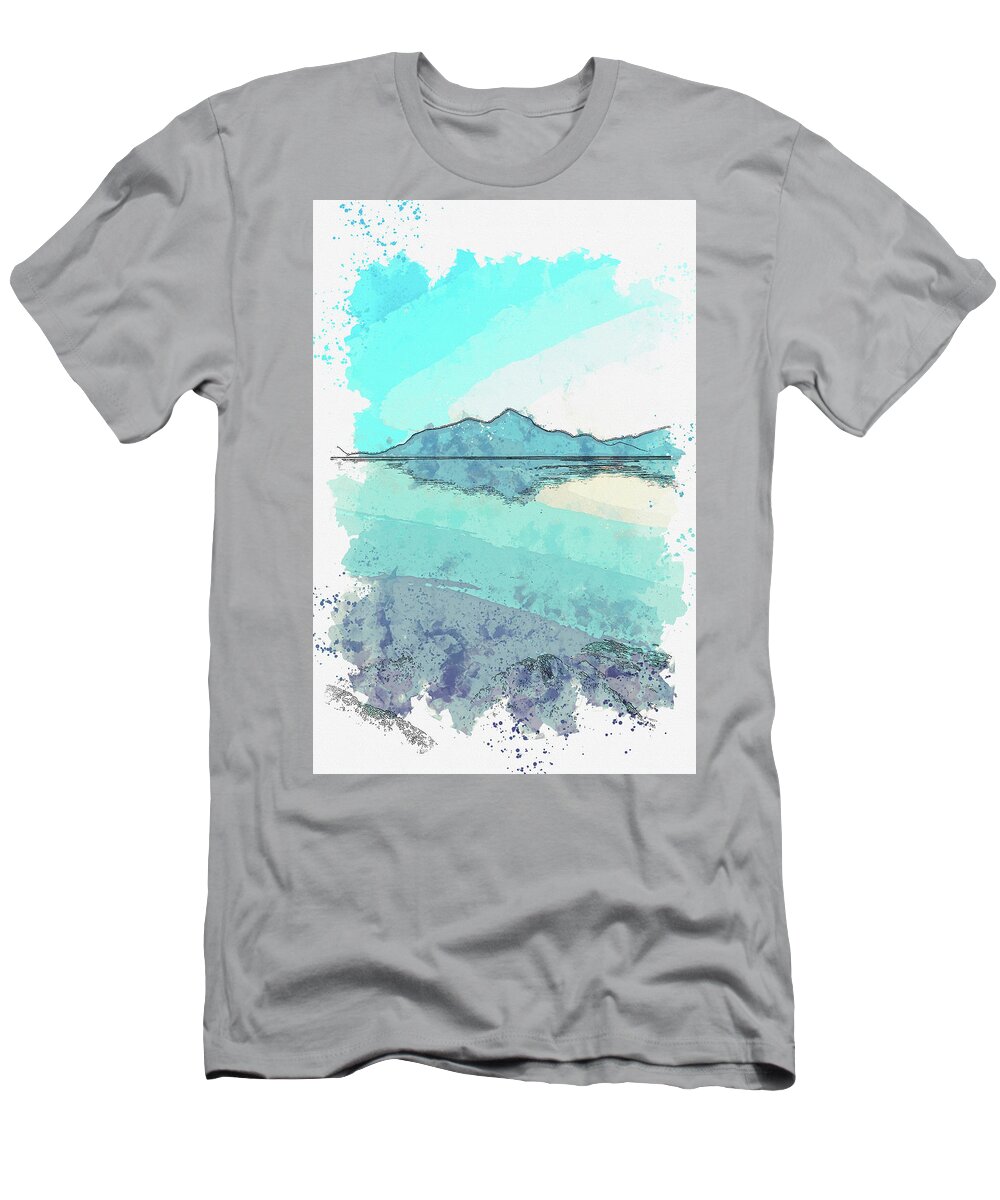 Vista Porteau Cove Provincial Park T-Shirt featuring the digital art Vista Porteau Cove Provincial Park, Canada, watercolor, ca 2020 by Ahmet Asar by Celestial Images
