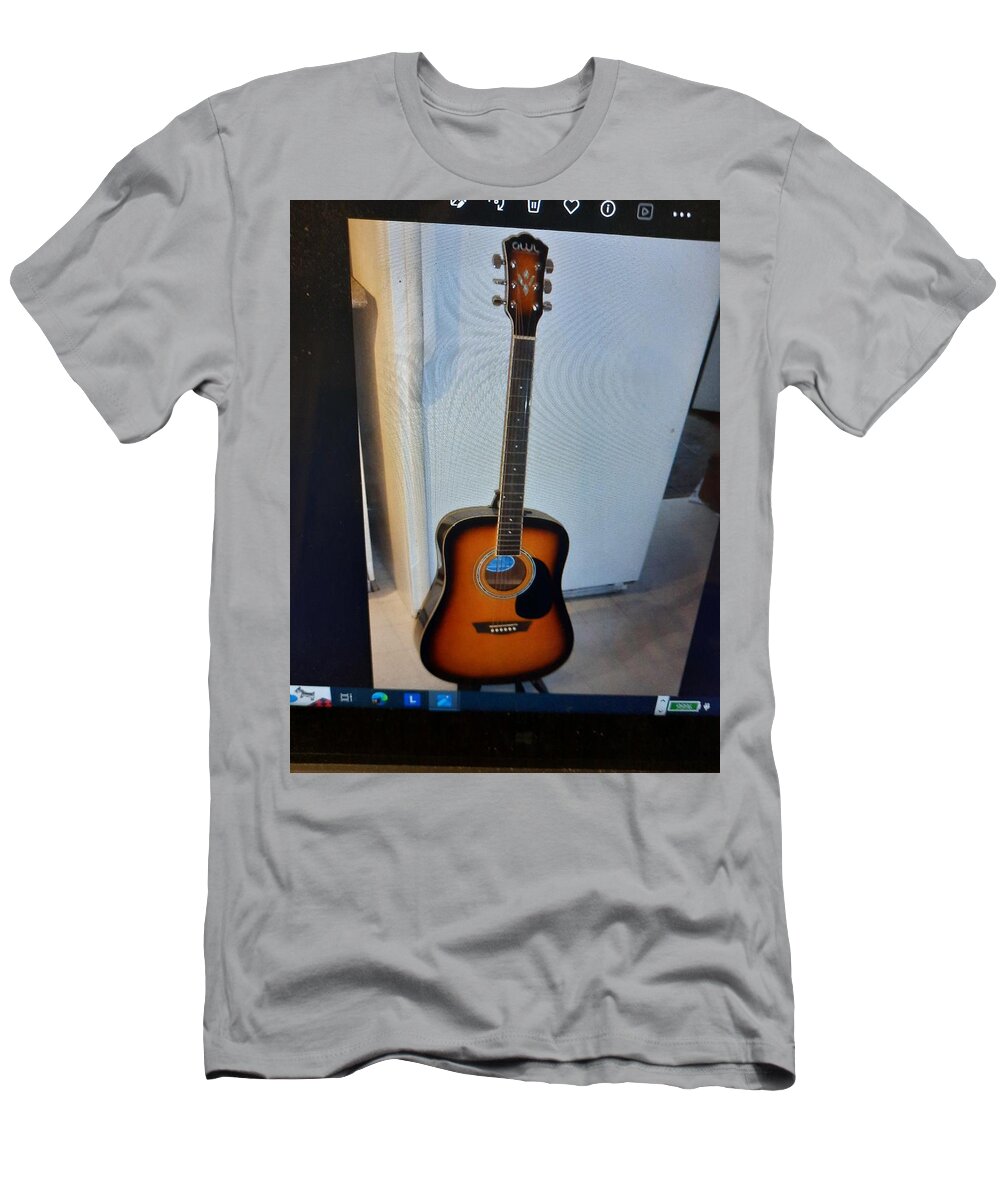  My Guitare Waiting For Me To Play T-Shirt featuring the photograph Waiting for me to play by Odilon Talbot