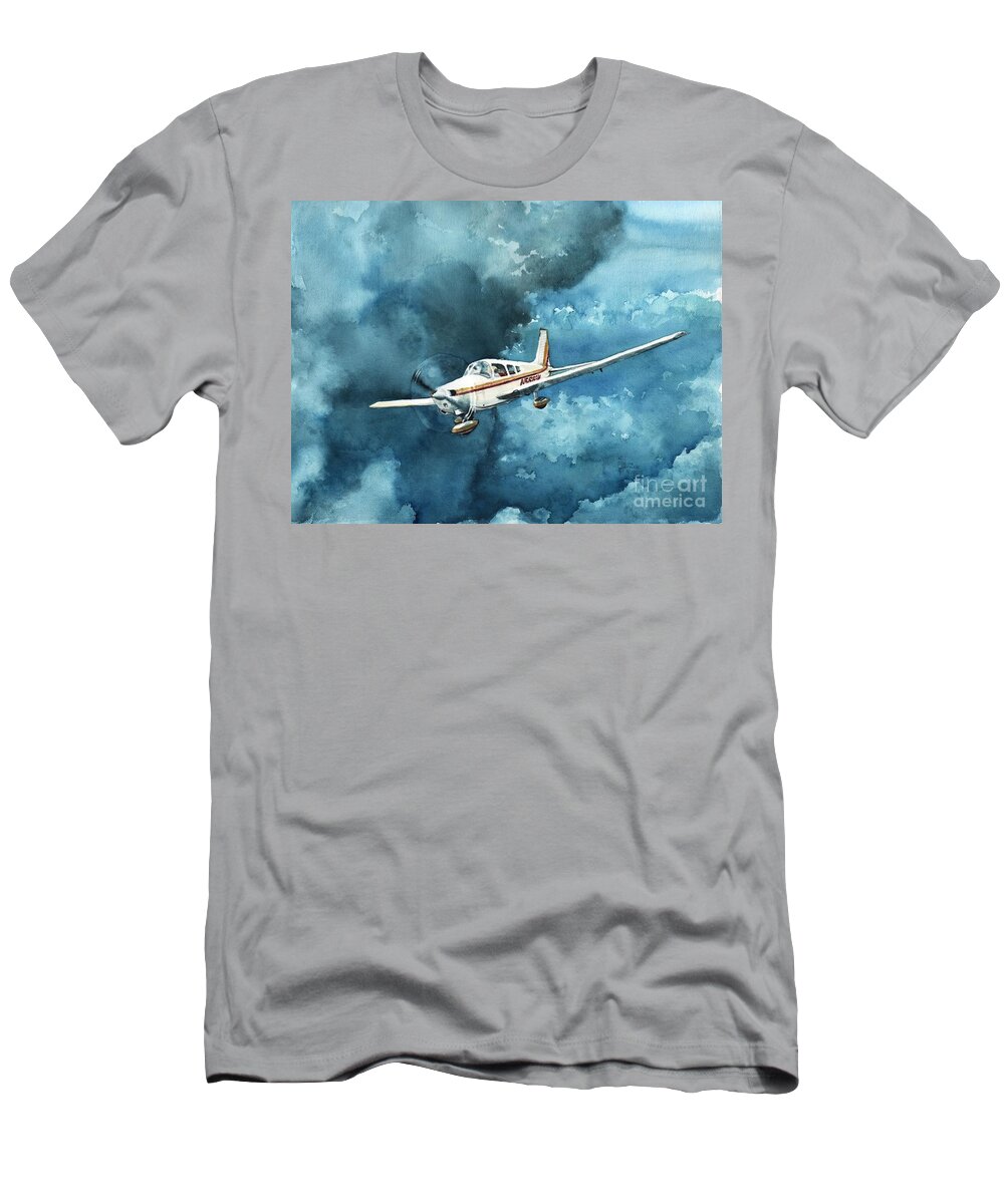 Piper T-Shirt featuring the painting Warrior Races the Storm by Merana Cadorette