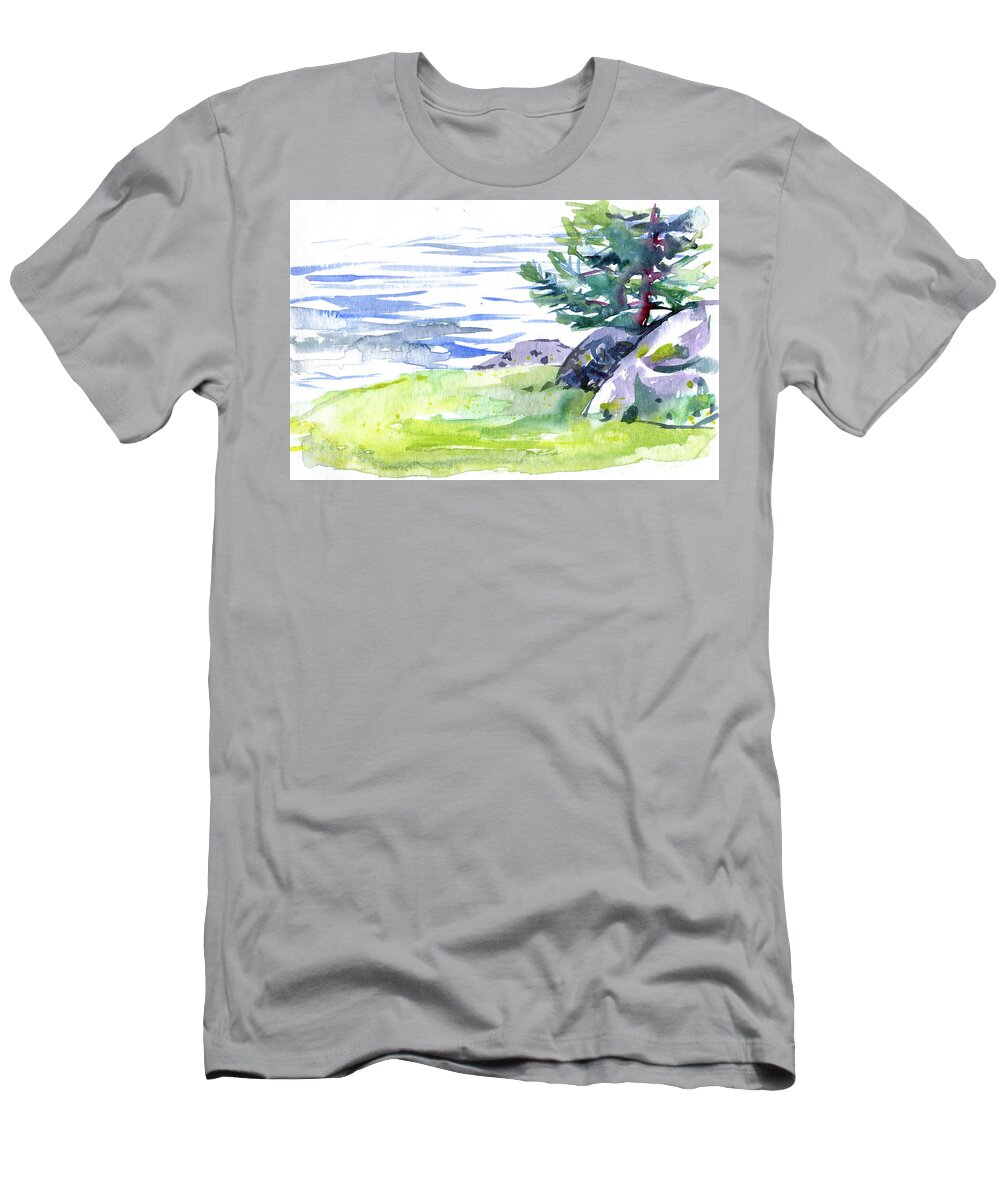 Watercolor T-Shirt featuring the digital art Watercolor Landscape Painting by Sambel Pedes