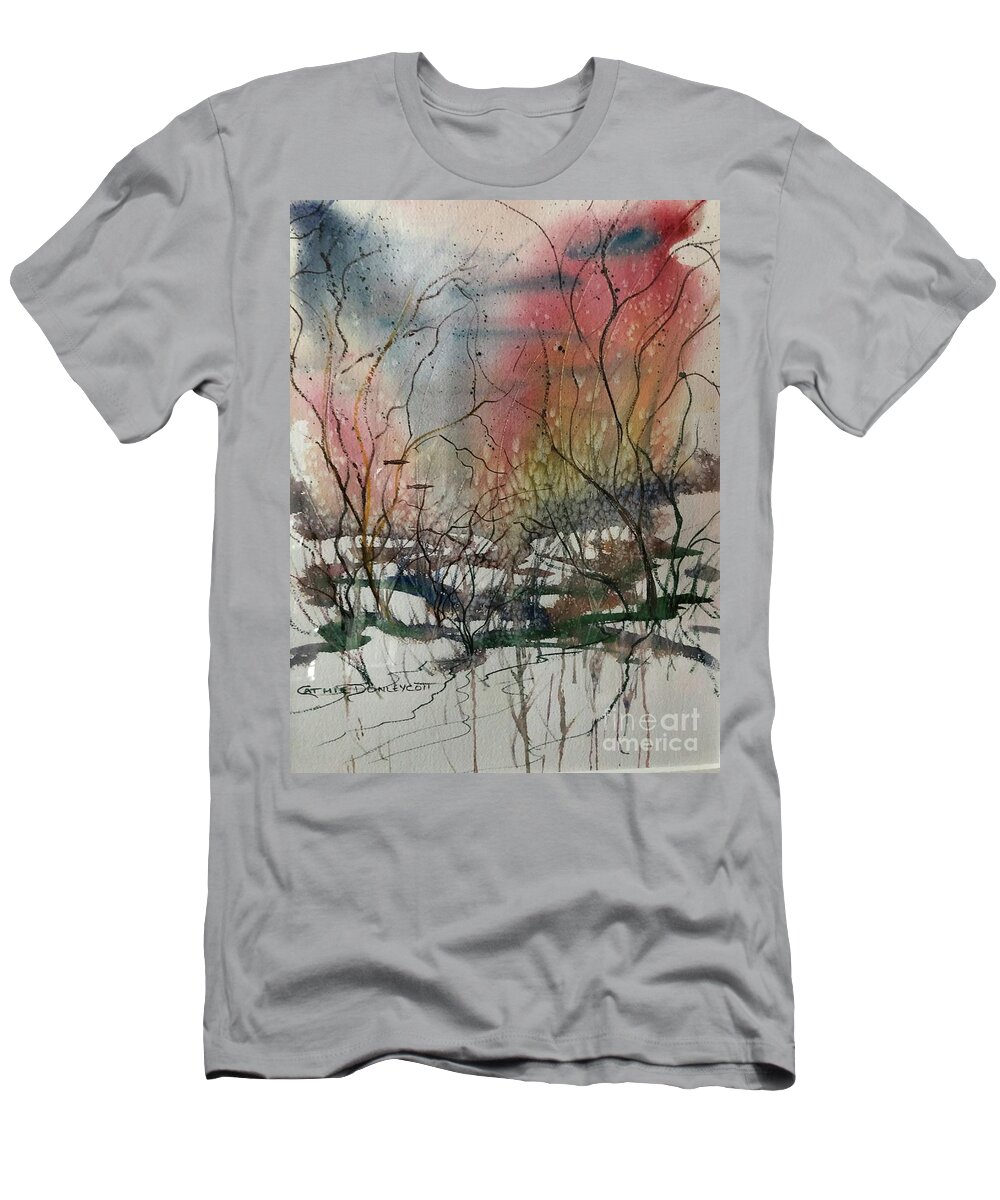Watercolor T-Shirt featuring the painting Waterview by Catherine Ludwig Donleycott