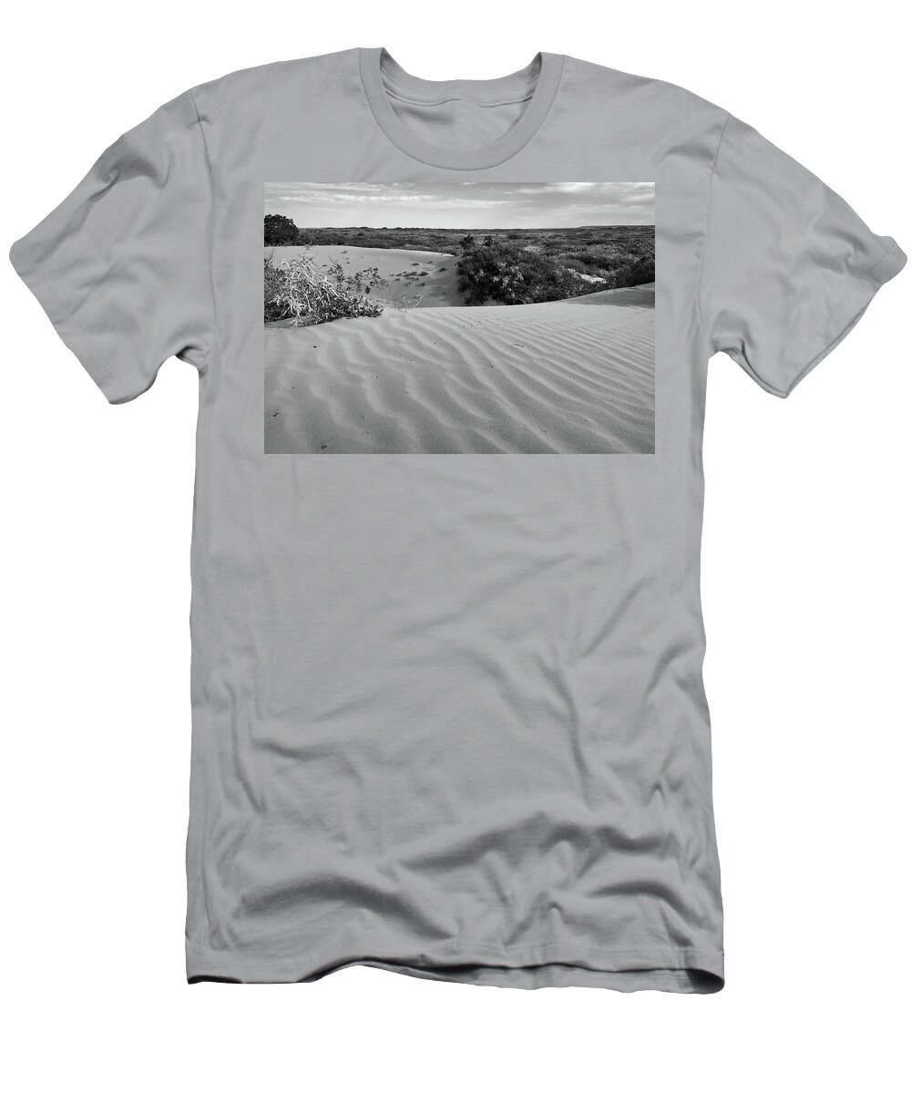 Richard Porter T-Shirt featuring the photograph Waves of Sand-2-BW, Maljamar, New Mexico by Richard Porter