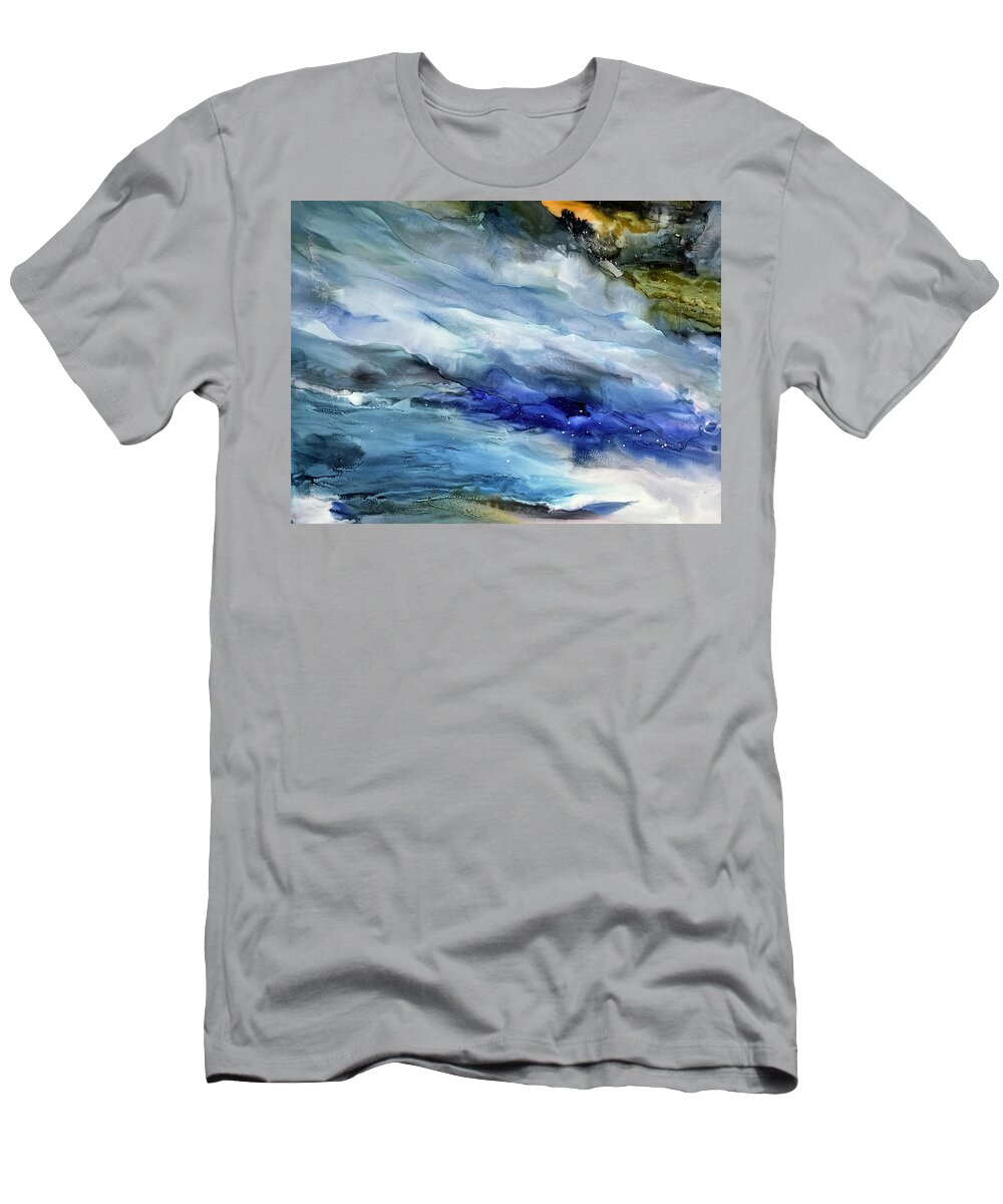 Ocean T-Shirt featuring the painting Waves by Tommy McDonell