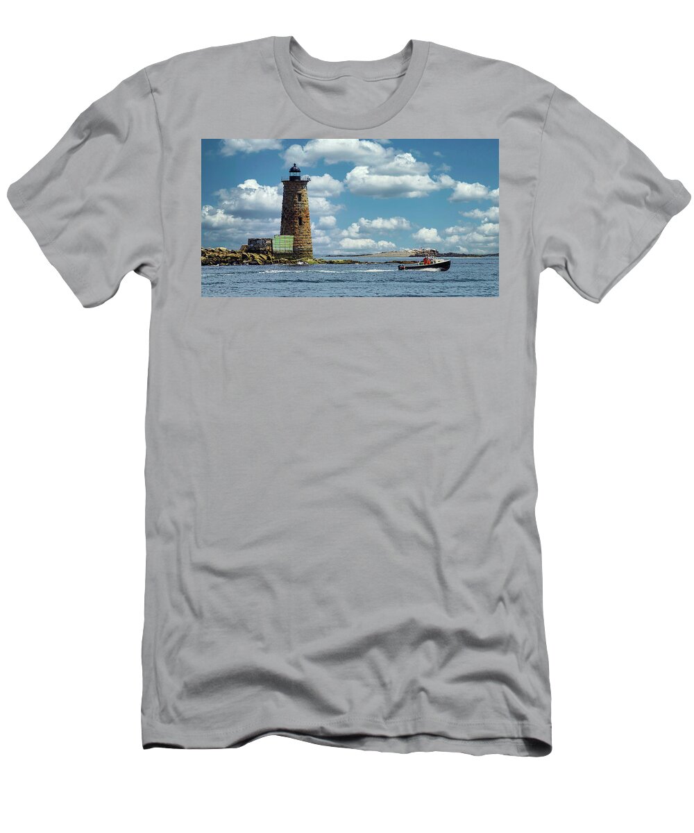 Whaleback Lighthouse T-Shirt featuring the photograph Whaleback Lighthouse - Kittery, Maine by Deb Bryce