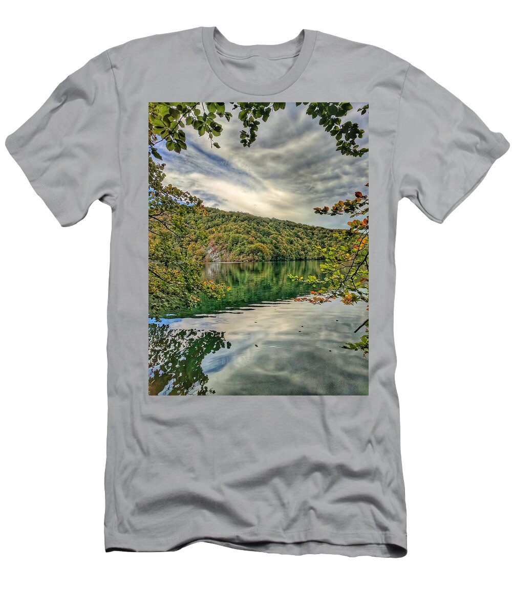 Plitvice Lakes T-Shirt featuring the photograph Where Sky Meets The Water by Yvonne Jasinski