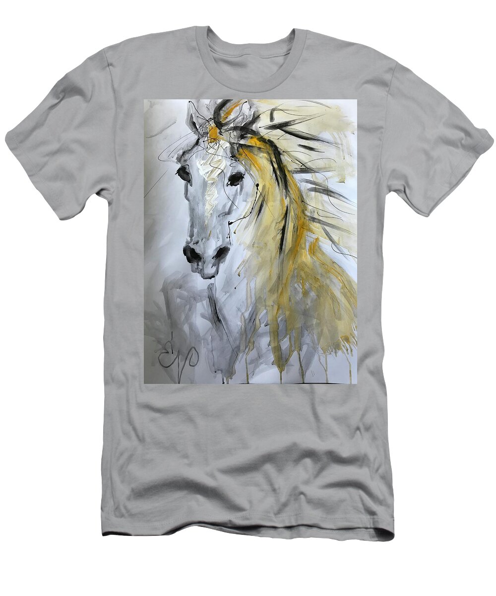 Horse T-Shirt featuring the painting Wild by Elizabeth Parashis