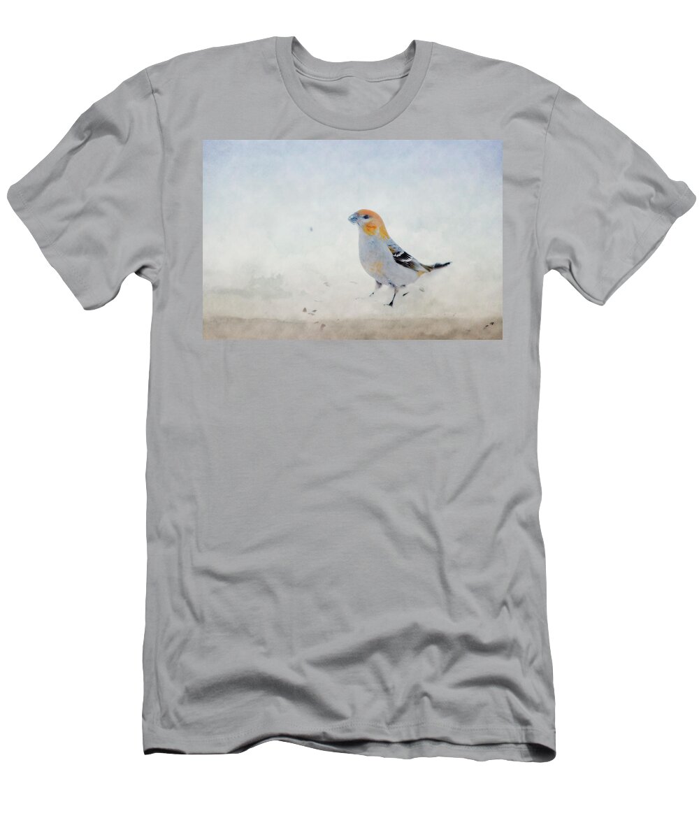 Roberta Murray T-Shirt featuring the photograph Winter Fringillidae by Roberta Murray