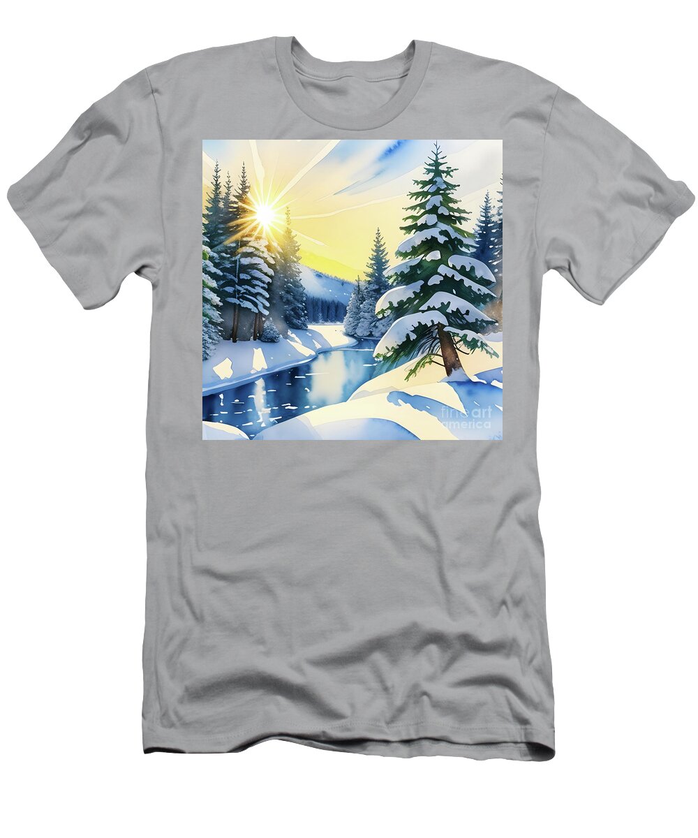 Winter T-Shirt featuring the digital art Winter Solstice by Eva Lechner