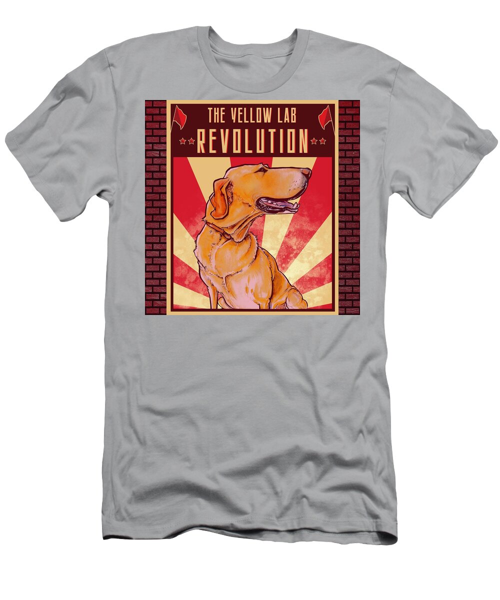 Yellow Lab T-Shirt featuring the drawing Yellow Lab REVOLUTION by John LaFree