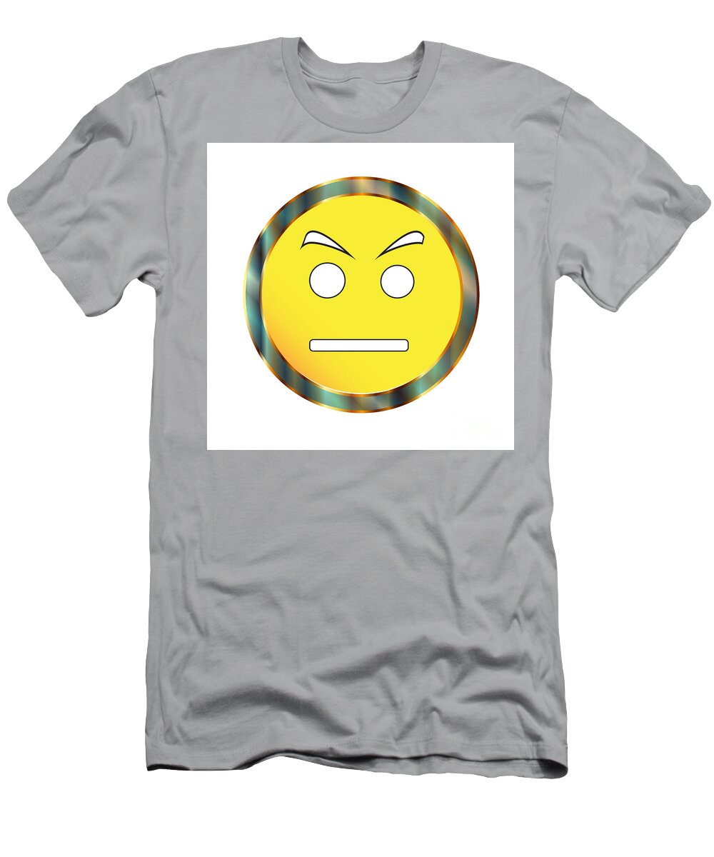 Emoticon T-Shirt featuring the digital art Yellow Neutral Emticon On White by Bigalbaloo Stock