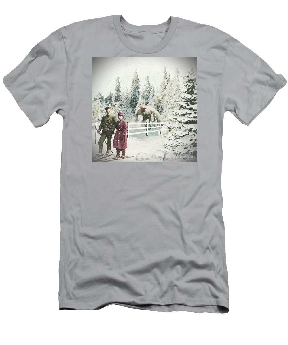 Digital Collage T-Shirt featuring the digital art Yeti or Not by Janice Leagra