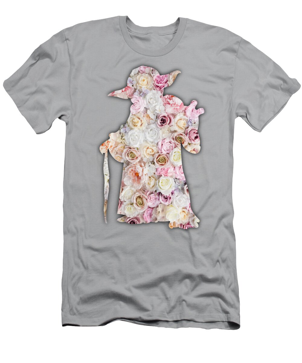 Yoda T-Shirt featuring the painting Yoda Flower Floral Star Wars T-Shirt by Tony Rubino