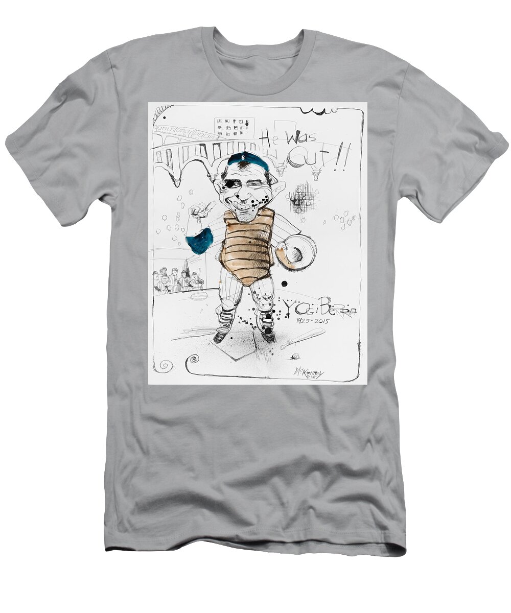  T-Shirt featuring the drawing Yogi Berra by Phil Mckenney