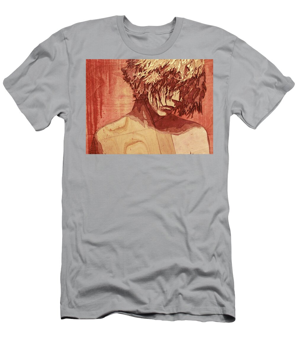 Wood Art T-Shirt featuring the painting You Had Me At Goodbye by Bobby Zeik