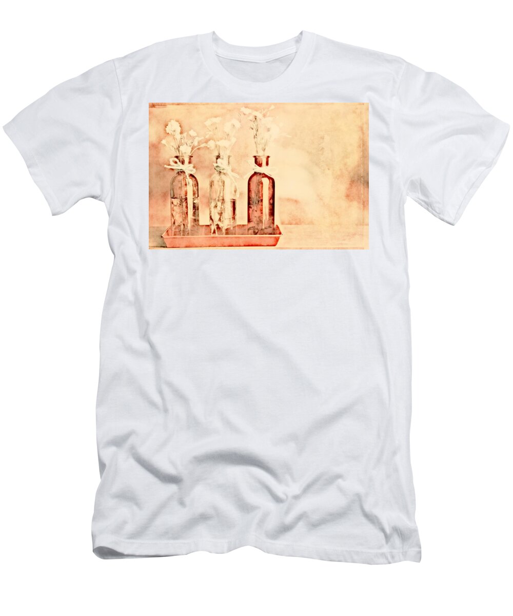 Peach T-Shirt featuring the photograph 1-2-3 Bottles - r9t2b by Variance Collections