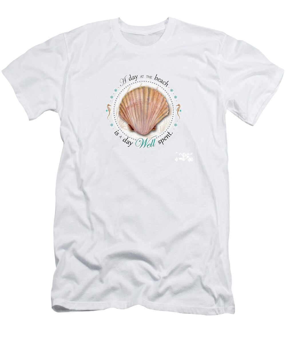 Seashell T-Shirt featuring the painting A day at the beach is a day well spent #2 by Amy Kirkpatrick
