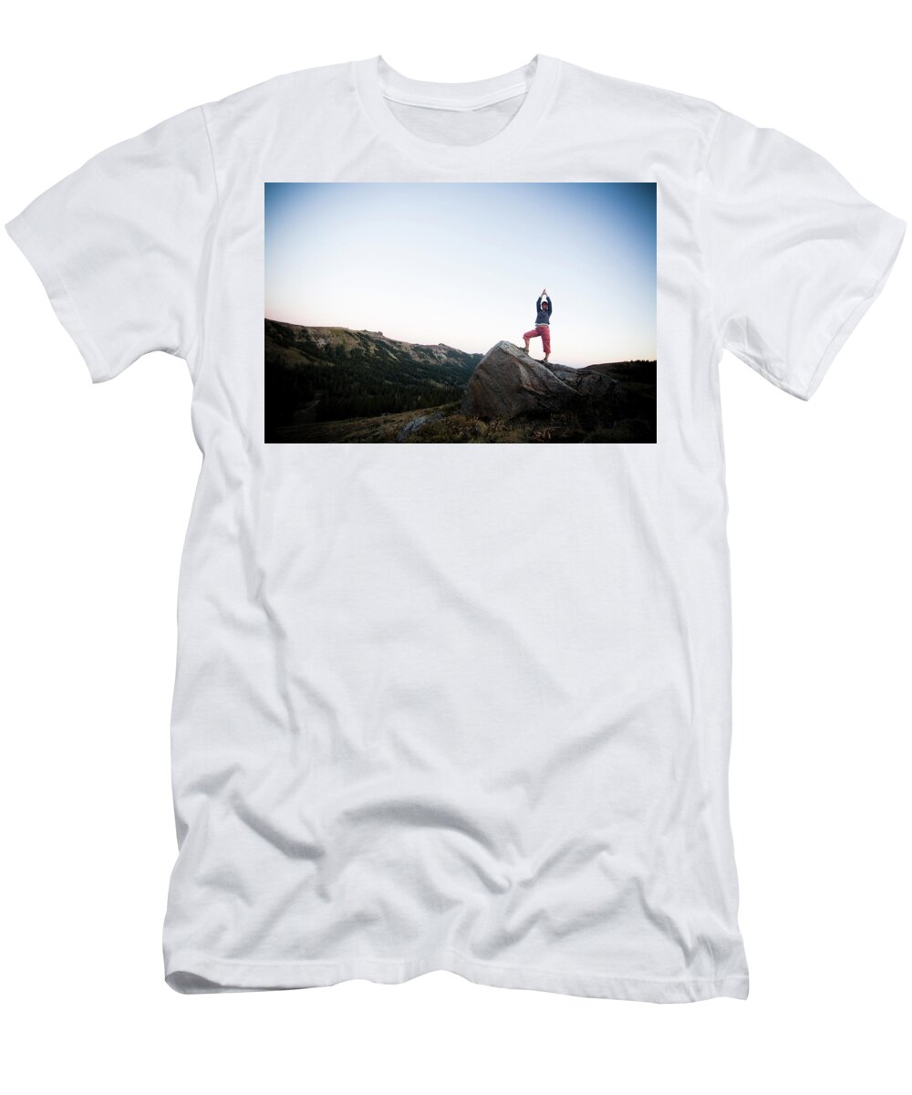 Atheltic T-Shirt featuring the photograph A Women Relaxes And Enjoys The Outdoors #1 by Jay Reilly