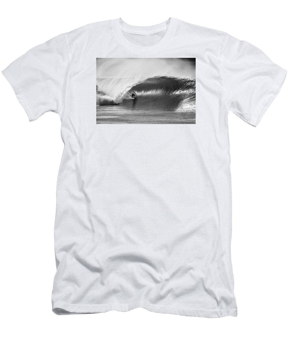 Surf T-Shirt featuring the photograph As good as it gets - bw by Sean Davey